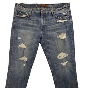 Joe's Jeans Slim Crop Jeans Mens 32 Light Med Wash Distressed Raw Hem KSYGSA5549